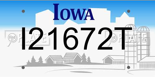 I21672T Iowa License Plate