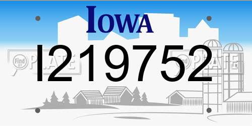I219752 Iowa License Plate