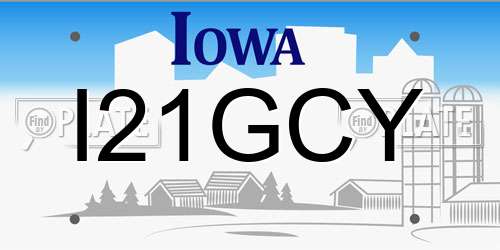 I21GCY Iowa License Plate