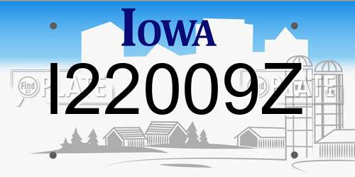 I22009Z Iowa License Plate