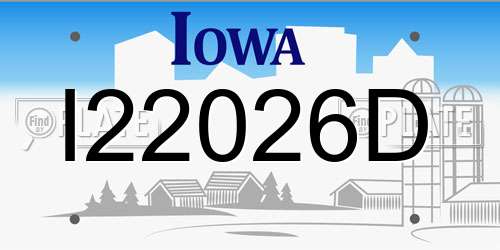 I22026D Iowa License Plate