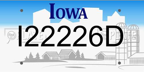I22226D Iowa License Plate