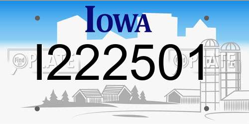 I222501 Iowa License Plate