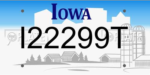 I22299T Iowa License Plate