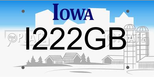 I222GB Iowa License Plate