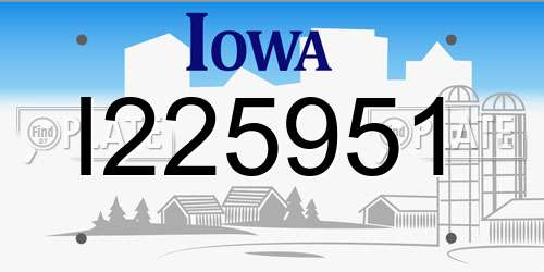 I225951 Iowa License Plate
