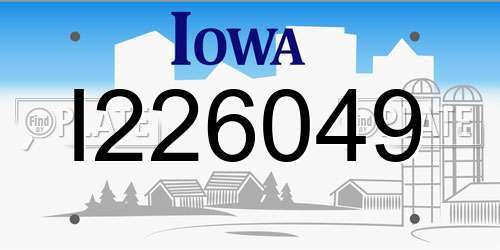 I226049 Iowa License Plate