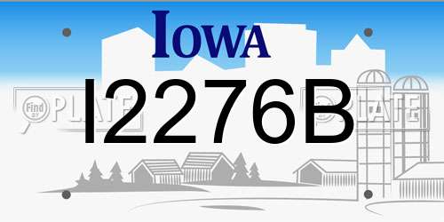 I2276B Iowa License Plate