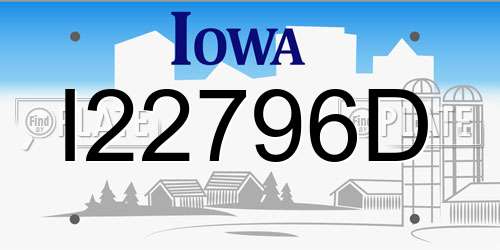 I22796D Iowa License Plate