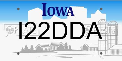 I22DDA Iowa License Plate