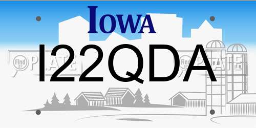I22QDA Iowa License Plate