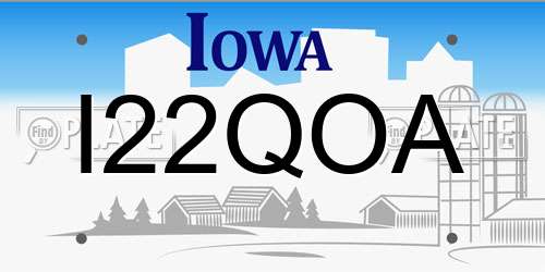 I22QOA Iowa License Plate