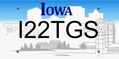 I22TGS Iowa License Plate