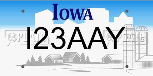 I23AAY Iowa License Plate