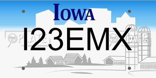 I23EMX Iowa License Plate