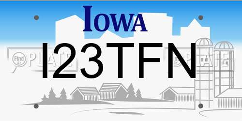 I23TFN Iowa License Plate