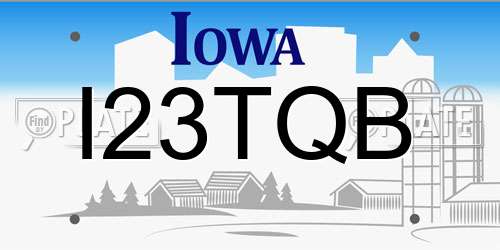 I23TQB Iowa License Plate
