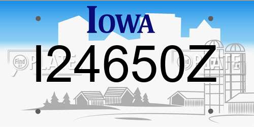 I24650Z Iowa License Plate