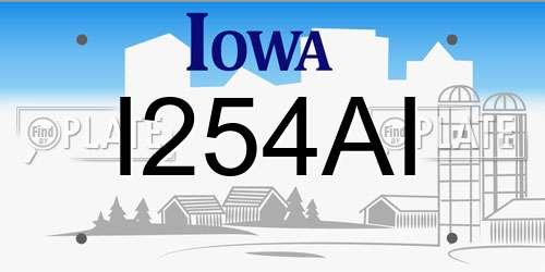 I254AI Iowa License Plate