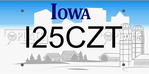 I25CZT Iowa License Plate