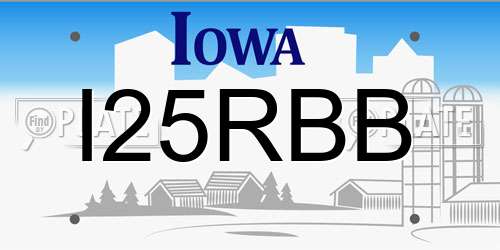 I25RBB Iowa License Plate