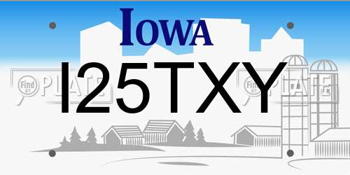 I25TXY Iowa License Plate