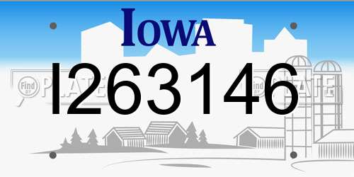 I263146 Iowa License Plate