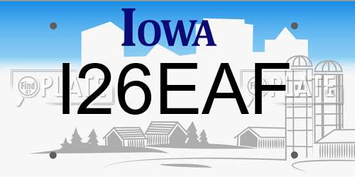 I26EAF Iowa License Plate