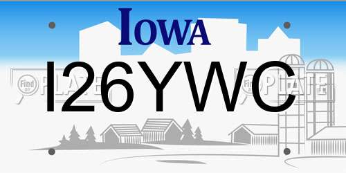 I26YWC Iowa License Plate