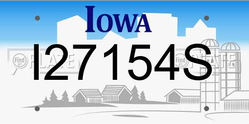 I27154S Iowa License Plate