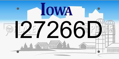I27266D Iowa License Plate