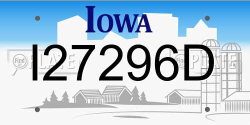 I27296D Iowa License Plate