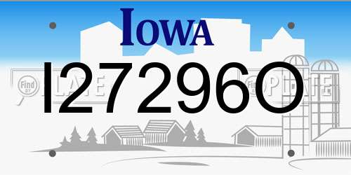 I27296O Iowa License Plate