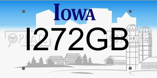 I272GB Iowa License Plate