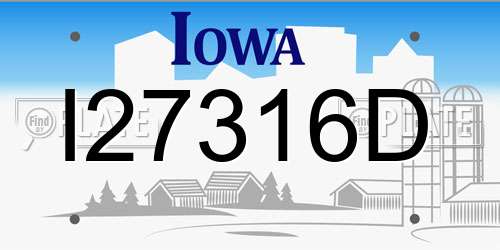I27316D Iowa License Plate