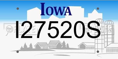 I27520S Iowa License Plate