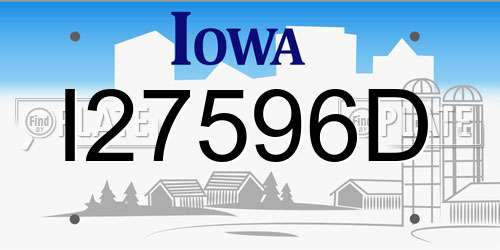 I27596D Iowa License Plate