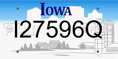 I27596Q Iowa License Plate