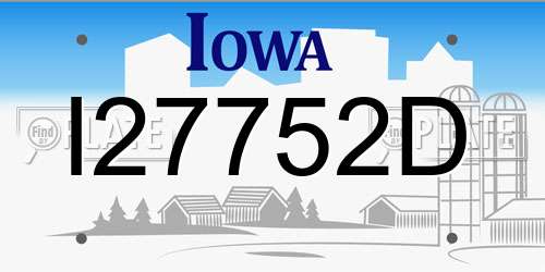 I27752D Iowa License Plate