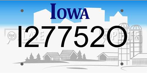 I27752O Iowa License Plate