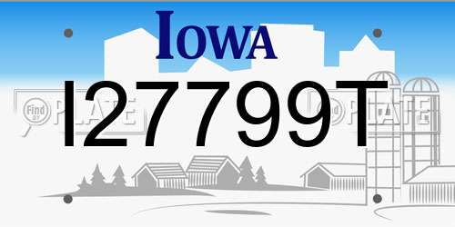 I27799T Iowa License Plate