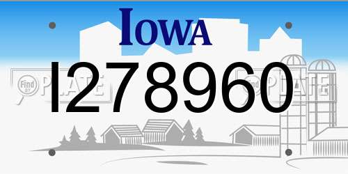 I278960 Iowa License Plate