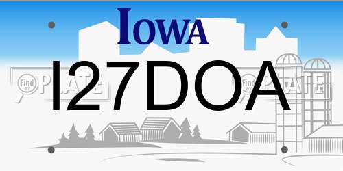 I27DOA Iowa License Plate