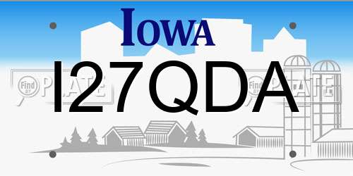 I27QDA Iowa License Plate