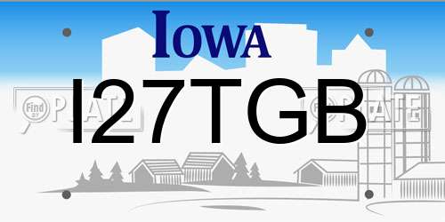 I27TGB Iowa License Plate