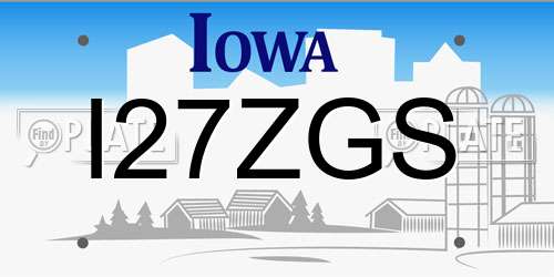 I27ZGS Iowa License Plate