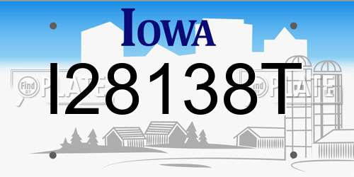 I28138T Iowa License Plate