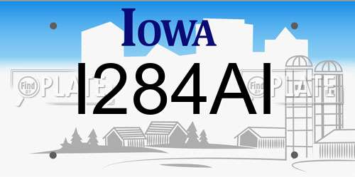 I284AI Iowa License Plate