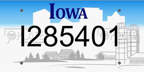 I285401 Iowa License Plate