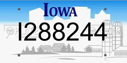 I288244 Iowa License Plate